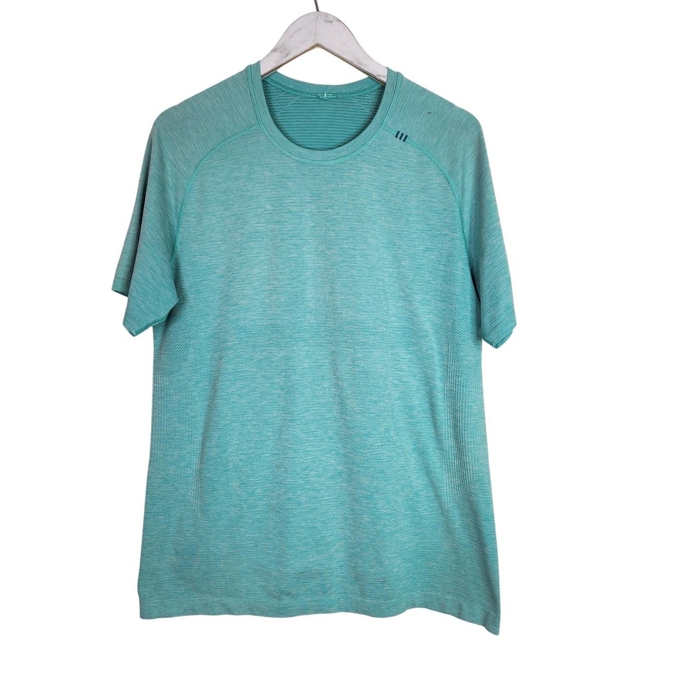 LULULEMON Metal Vent Tech Shirt Mens‎ Large Green Short Sleeve Athletic Running